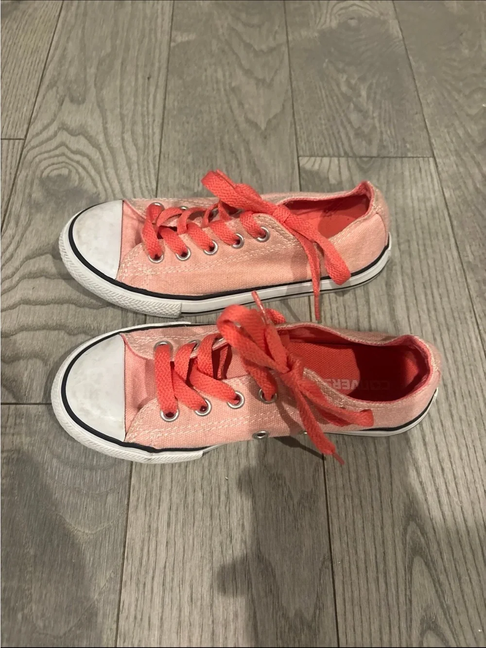 Converse Kids Coral Pink Low-Top Sneakers with Bright Laces